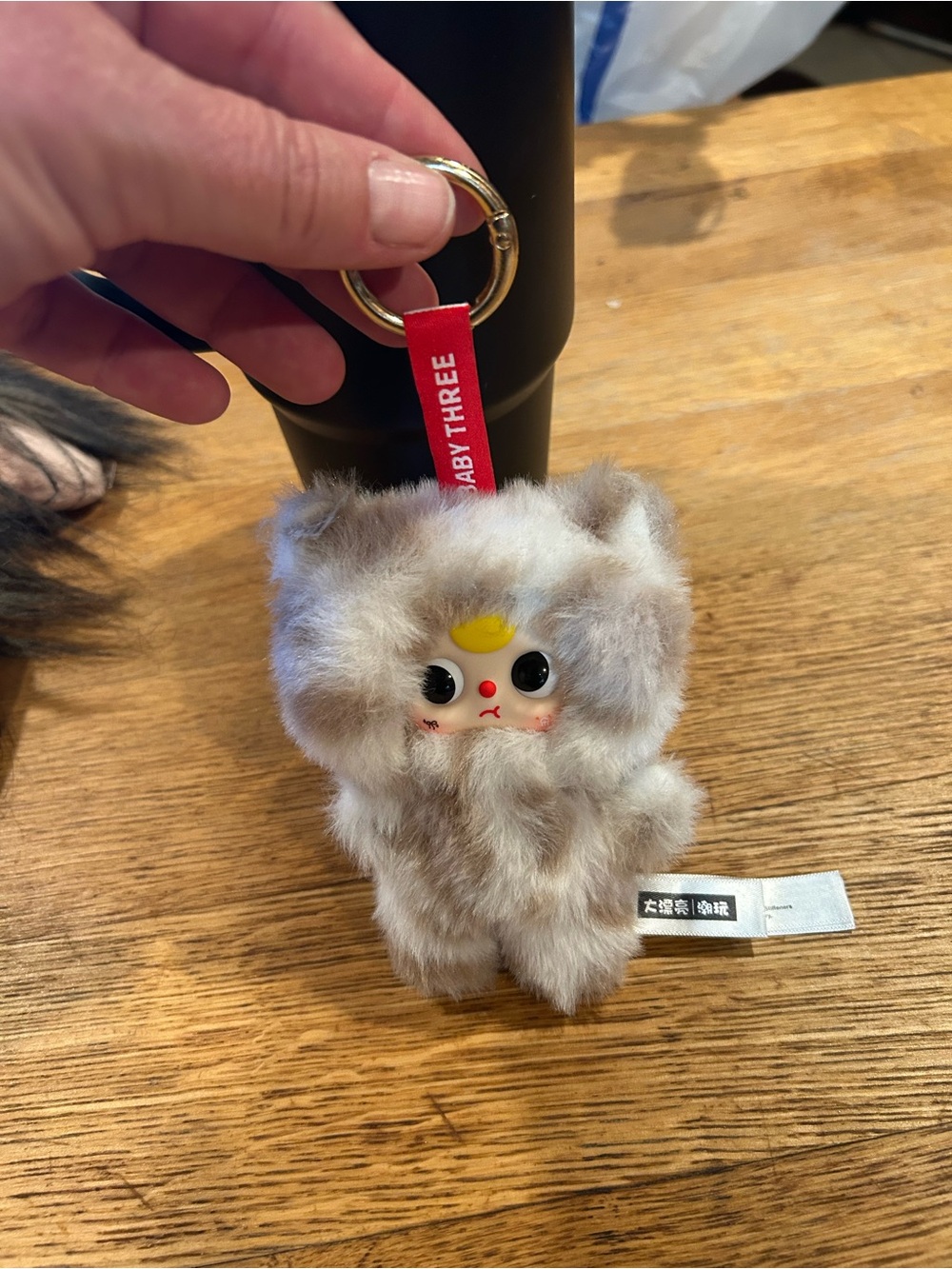 Plush Grey Furry Small Pet Keychain